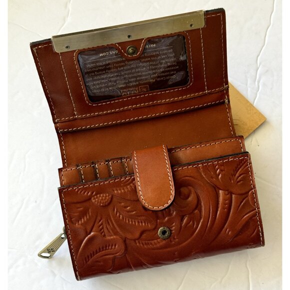 Patricia Nash Wallet Tooled Trifold Cametti Leather Florence Brown New - Picture 12 of 12
